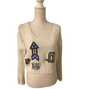 Haebaragi Slouchy Pull over Crop Sweater Tan M